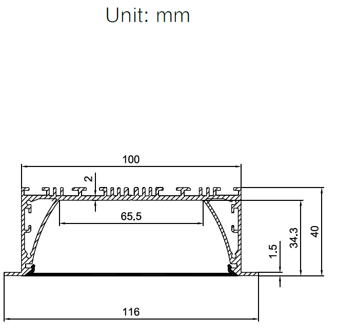 HL-A050 Aluminum Profile - Inner Width 64mm(2.51inch) - LED Strip Anodizing Extrusion Channel HL-A050 Aluminum Profile - Inner Width 64mm(2.51inch) - LED Strip Anodizing Extrusion Channel